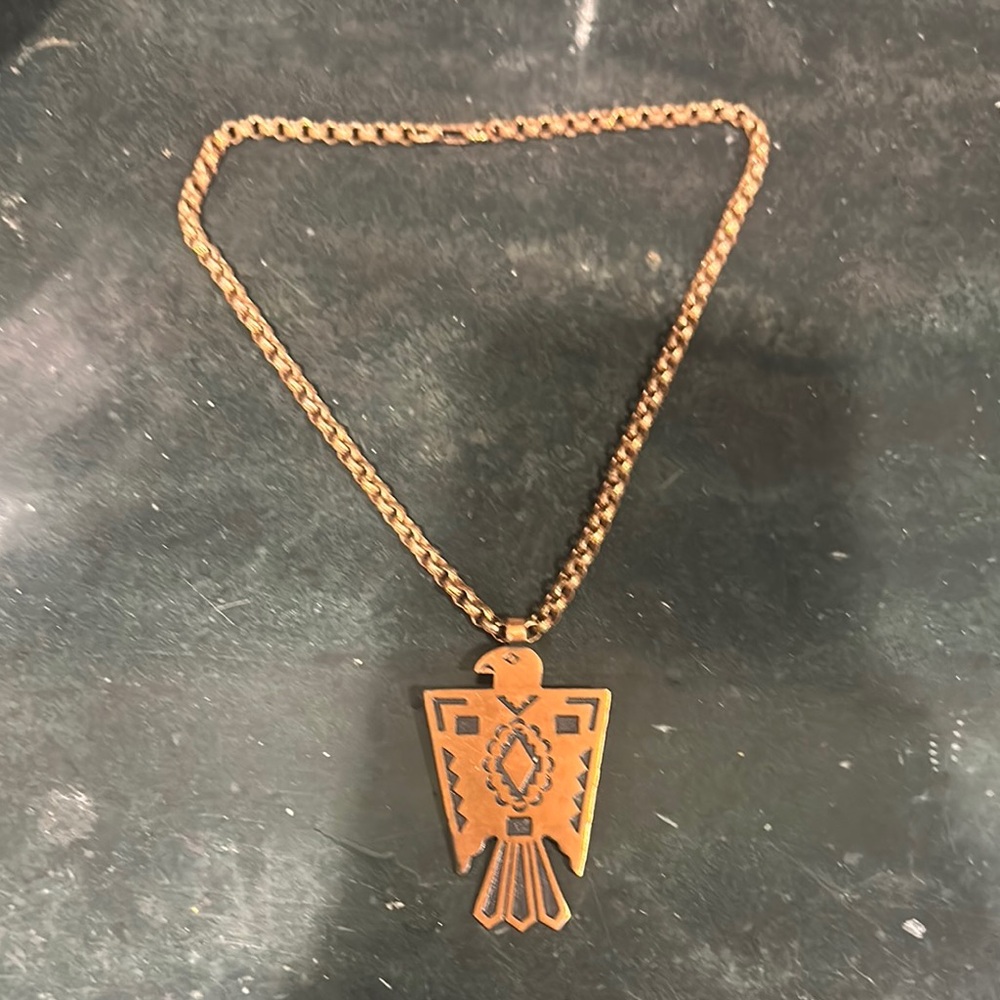 vintage Copper thunderbird Eagle Pendant Necklace